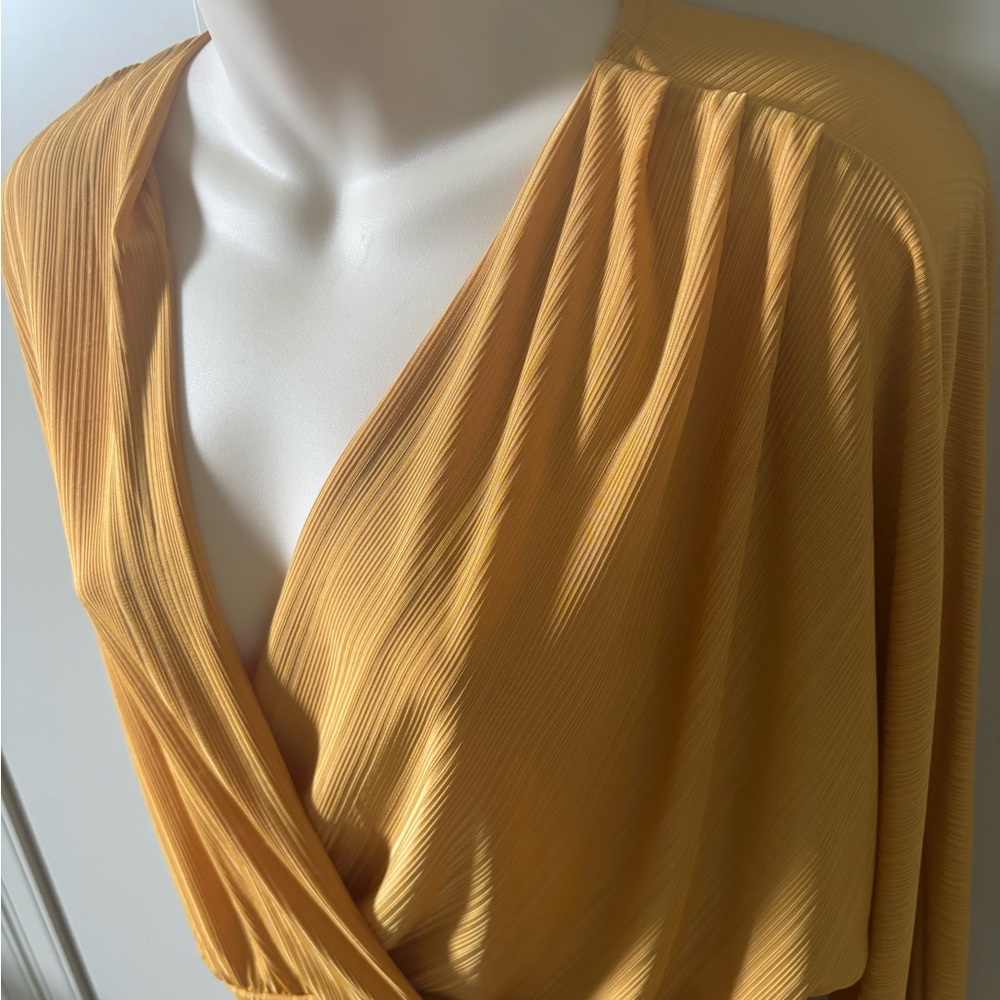 Dynamite Gold Ribbed Wrap Blouse - Picture 2 of 2